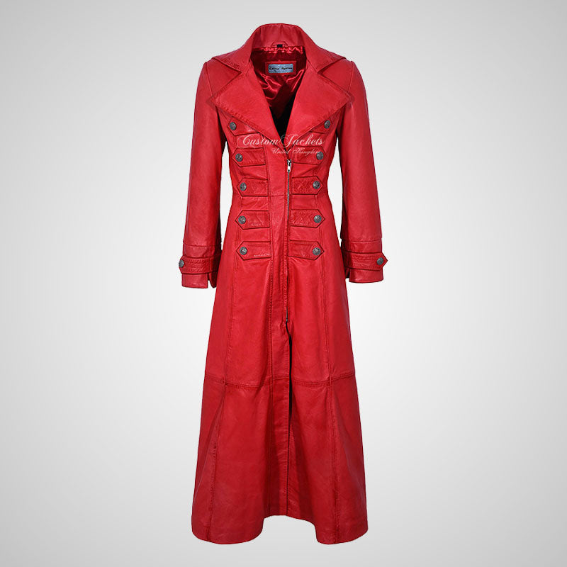 CLASSIQUE Studded Full Length Leather Coat for Women