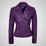 ROSETTA Ladies Biker Leather Jacket Soft Lambskin Napa Leather