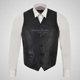 AUTOGRAPH Black Leather Waistcoat for Mens Soft Leather Vest