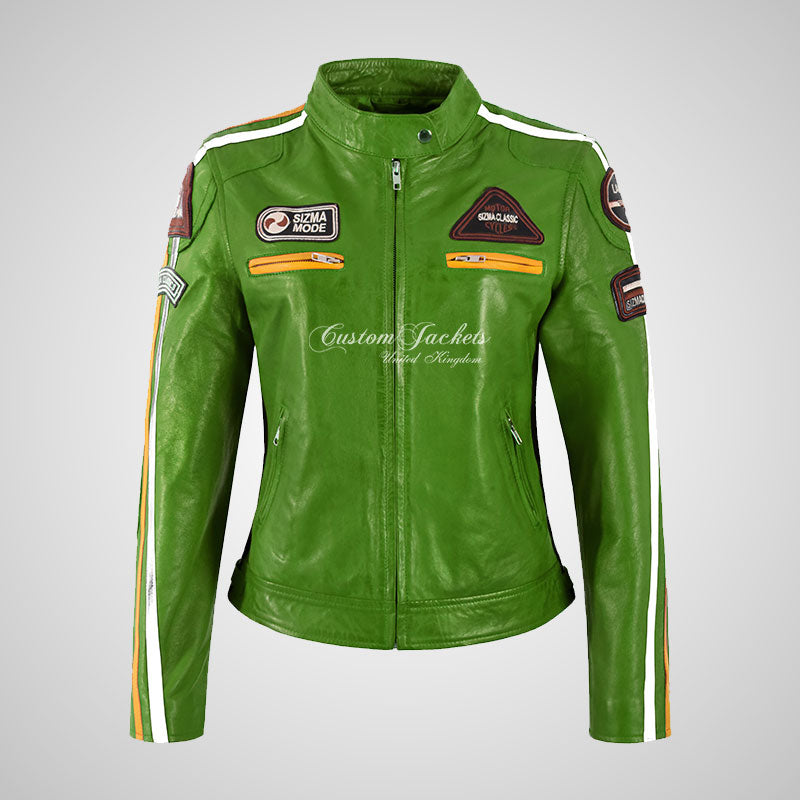 LDS SIZMA Leather Biker Jacket for Women