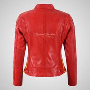 LDS SIZMA Leather Biker Jacket for Women