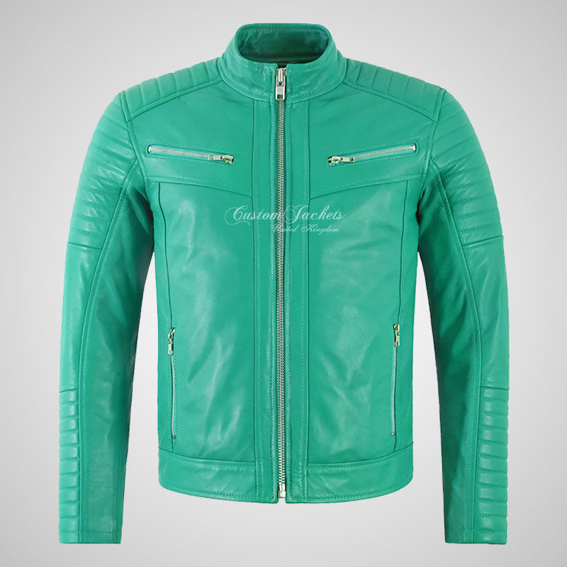 URIAH Mens Leather Biker Jacket Soft Lamb Napa Leather