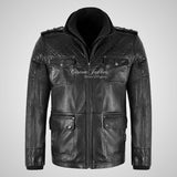 BRISTOL Double Collar Leather Safari Coat Lambskin Napa Leather