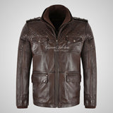 BRISTOL Double Collar Leather Safari Coat Lambskin Napa Leather
