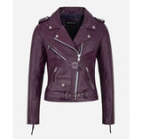BRANDO LADIES BIKER JACKET THICK COWHIDE BIKER STYLE SLIM FIT JACKET